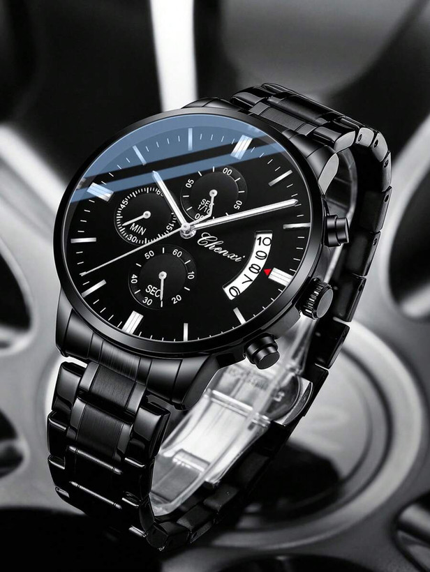 ساعت مردانه اسپرت چندکاره کوارتز – بند استیل ضدآب با تقویم