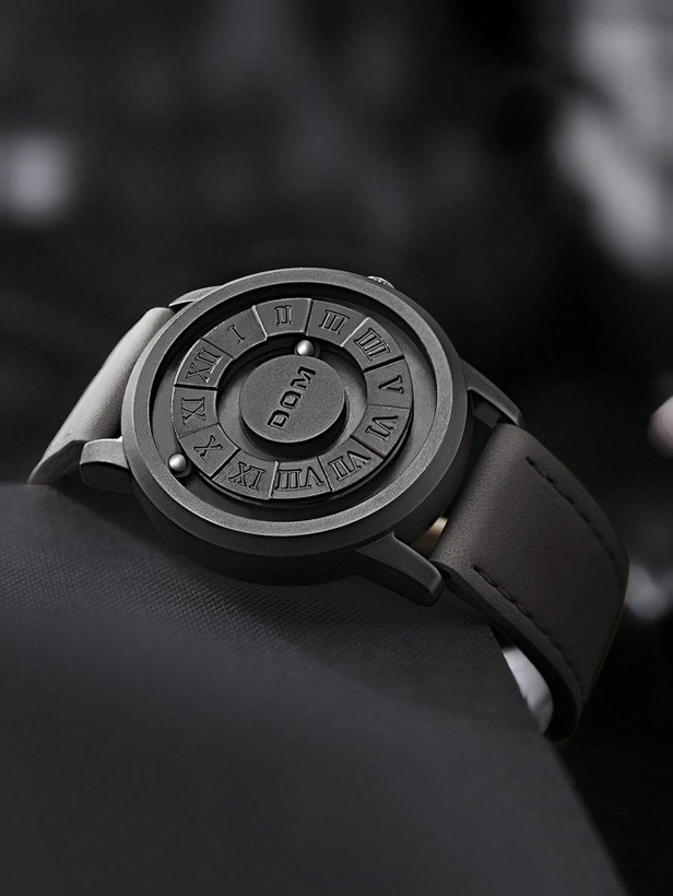 ساعت مردانه DOM با طراحی توپ مغناطیسی – کوارتز مدرن بدون شیشه سنتی