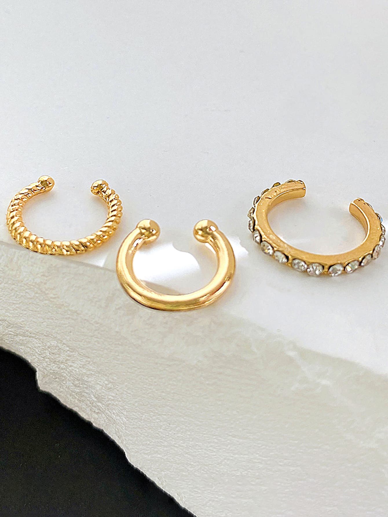 ست ۳ تکه Ear Cuff کریستالی 17KM – گوشواره بدون نیاز به سوراخ