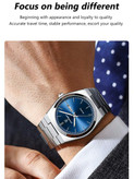 ساعت کوارتز مردانه ضدآب با بند استیل درخشان، نمایش تاریخ و روز هفته، طراحی روزمره