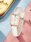 ساعت کوارتز زنانه LUCKYFOX با بند سفید PU و صفحه مربعی شیک — سبک، دقیق و ایدهآل برای روزمرگی
