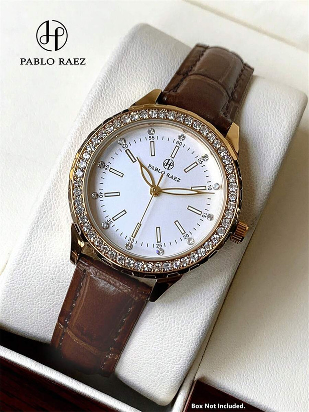 ساعت زنانه لوکس Pablo Raez مدل 18K Gold با طراحی مجلل و بند استیل، کریستالدوزی و ظاهر کلاسیک برای روزهای شیک