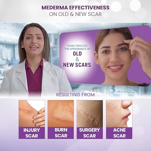 ژل مدرما (Mederma Advanced Plus – رنگ بنفش) ۱۰ گرم – فرمول سه‌گانه با عصاره پیاز (Cepalin®) برای کاهش مشهود جای زخم