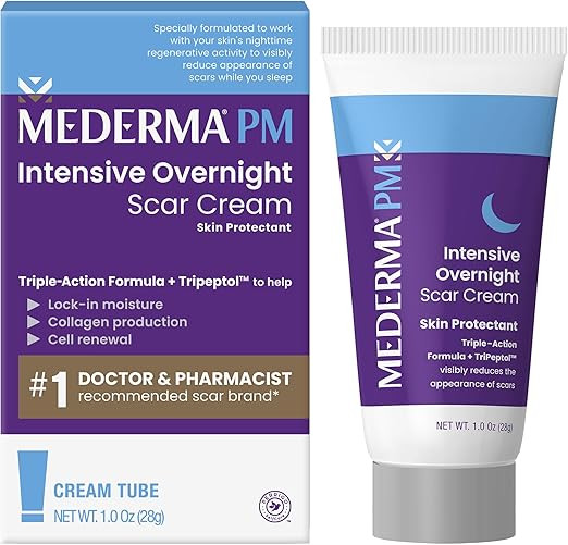 رم شبانهترمیمکننده قوی Mederma (PM Intensive Overnight Scar Cream) – بازسازی پوست در خواب با فرمول سهگانه Tripeptol™