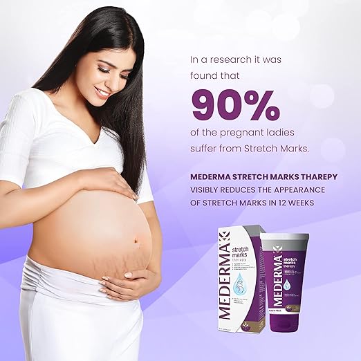 کرم درمان ترک پوست Mederma Stretch Marks Therapy – فرمول گیاهی سه‌گانه برای بهبود و پیشگیری ترک‌های ناشی از بارداری، وزن یا رشد سریع