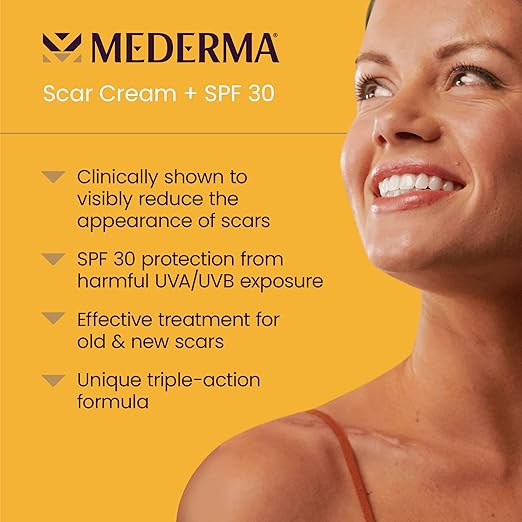 کرم محافظ و درمانی Mederma Scar Cream Plus SPF 30 – محافظت همه‌کاره و بهبود ظاهری جای زخم