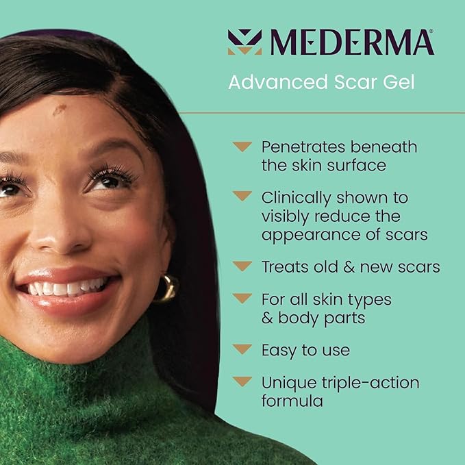 ژل پیشرفته ضد اسکار مدرما (Mederma Advanced Scar Gel) – کاهش‌دهنده قابل توجه جای زخم‌های قدیمی و جدید (جوش، بخیه، سوختگی و ...)، حجم 20 گرم