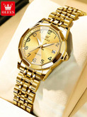 ساعت مچی زنانه لوکس OLEVS با بند استیل ضدزنگ، طراحی مدرن کوارتز، ضد آب 30 متری، تاریخدار و شبتاب