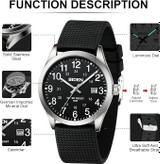 ساعت LN LENQIN R015 آنالوگ 30M ضدآب با بند سیلیکونی و صفحه شبتاب