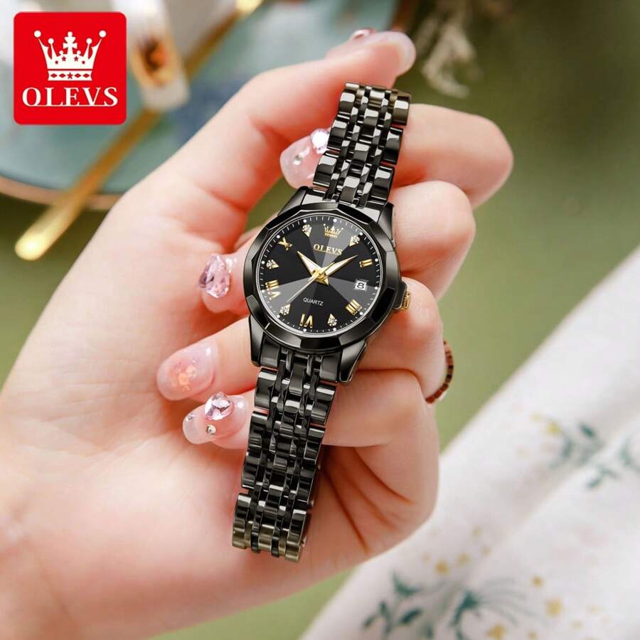 ساعت OLEVS زنانه الماسی استیل ضد آب با موتور کوارتز