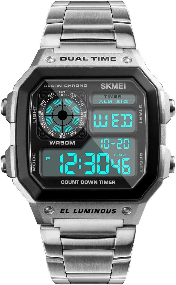 ساعت دیجیتال ورزشی SKMEI مدل Chronograph با تایمر معکوس، چراغ LED و مقاومت آب تا ۵۰ متر