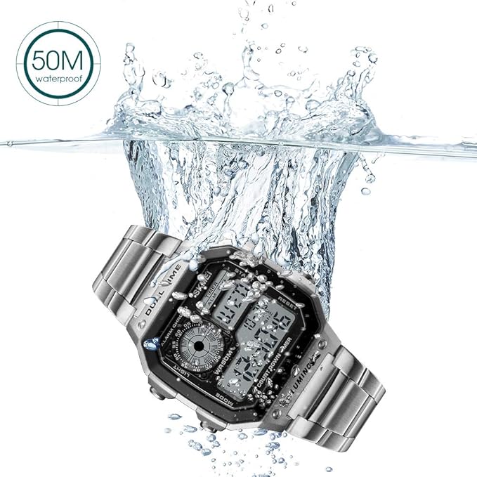 ساعت دیجیتال ورزشی SKMEI مدل Chronograph با تایمر معکوس، چراغ LED و مقاومت آب تا ۵۰ متر