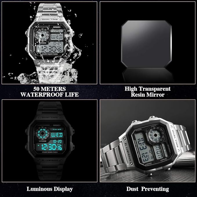 ساعت دیجیتال ورزشی SKMEI مدل Chronograph با تایمر معکوس، چراغ LED و مقاومت آب تا ۵۰ متر