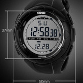ساعت دیجیتال ورزشی SKMEI مدل ۱۰۲۵ مشکی با مقاومت آب، قاب ABS و بند PU/استیل