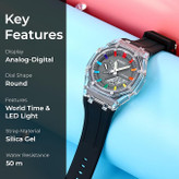 ساعت آنالوگ-دیجیتال SKMEI مردانه مدل B0C3HG1CKQ با بند سیلیکونی مشکی، موتور ژاپنی و صفحه دوگانه شبتاب