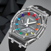 ساعت آنالوگ-دیجیتال SKMEI مردانه مدل B0C3HG1CKQ با بند سیلیکونی مشکی، موتور ژاپنی و صفحه دوگانه شبتاب