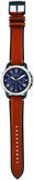 ساعت کرنوگراف Fossil Grant مدل FS5151 با قاب فولادی نقرهای-آبی، صفحه آبی، بند چرمی قهوهای روشن و مقاومت ۵ ATM