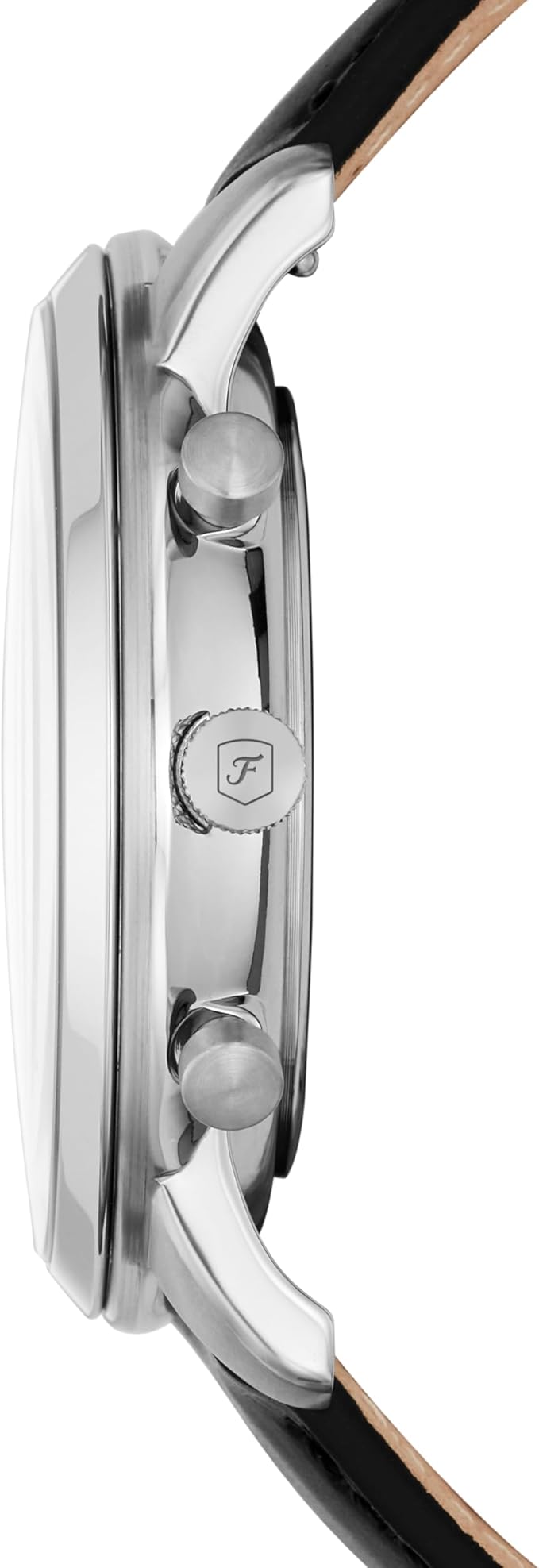 ساعت کرونوگراف Fossil Neutra مدل FS5452 با قاب استیل نقره‌ای، صفحه مشکی ساتن، بند چرمی مشکی و مقاومت تا ۵۰ متر