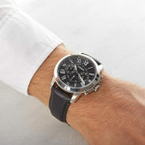 ساعت مردانه فسیل مدل Grant FS4812 با بند چرمی مشکی و صفحه مشکی کرنوگراف