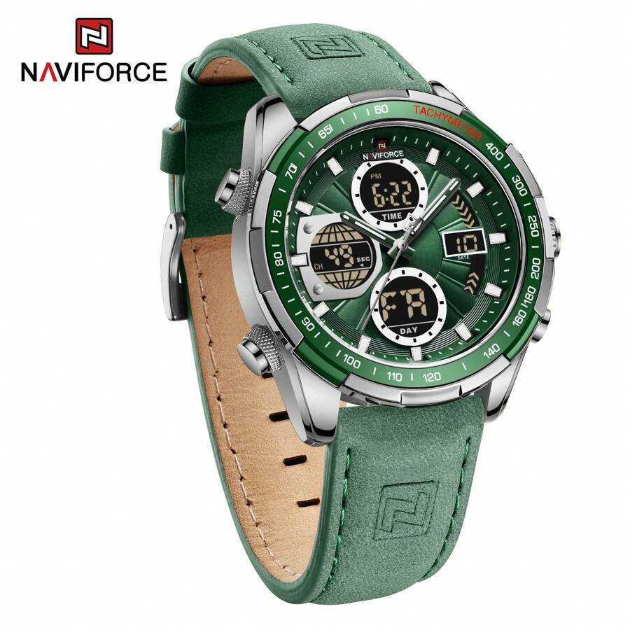 ساعت مچی مردانه NAVIFORCE مدرن نظامی کرونوگراف – عقربه‌ای + دیجیتال، ضدآب، طراحی لوکس ورزشی